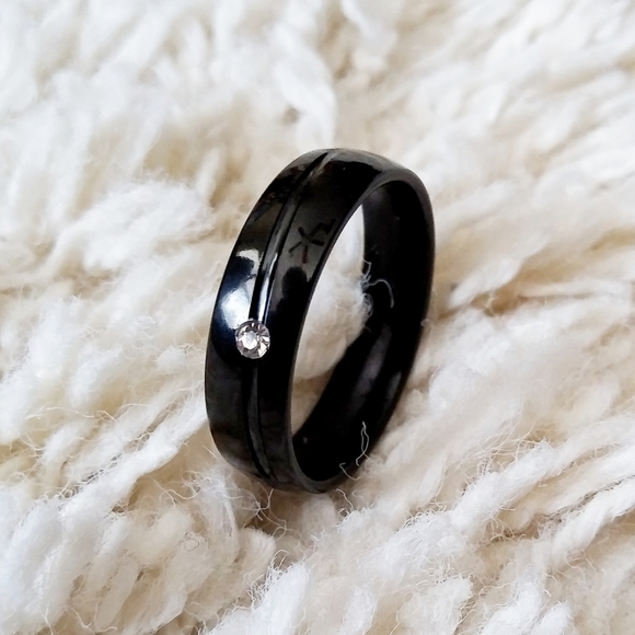 Other - Stainless Steel 6mm Mens Black Ring - Size 10